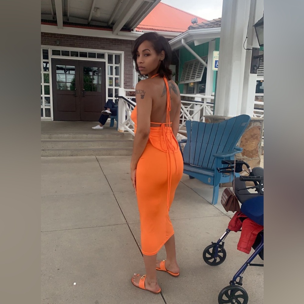 Backless Orange Dress